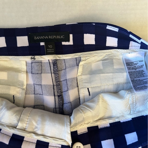 Banana Republic Blue&White Checkerd gingham casual flat front shorts Sz-10. T11 - Picture 6 of 11